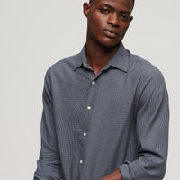 Long Sleeve Cotton Smart Shirt - Navy Blue Mix