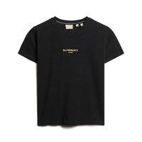 Sport Luxe Logo Fitted Cropped T-Shirt - Black/Gold