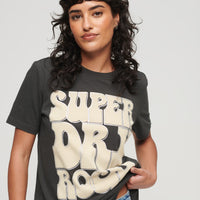 70s Retro Rock Logo T-Shirt - Washed Black