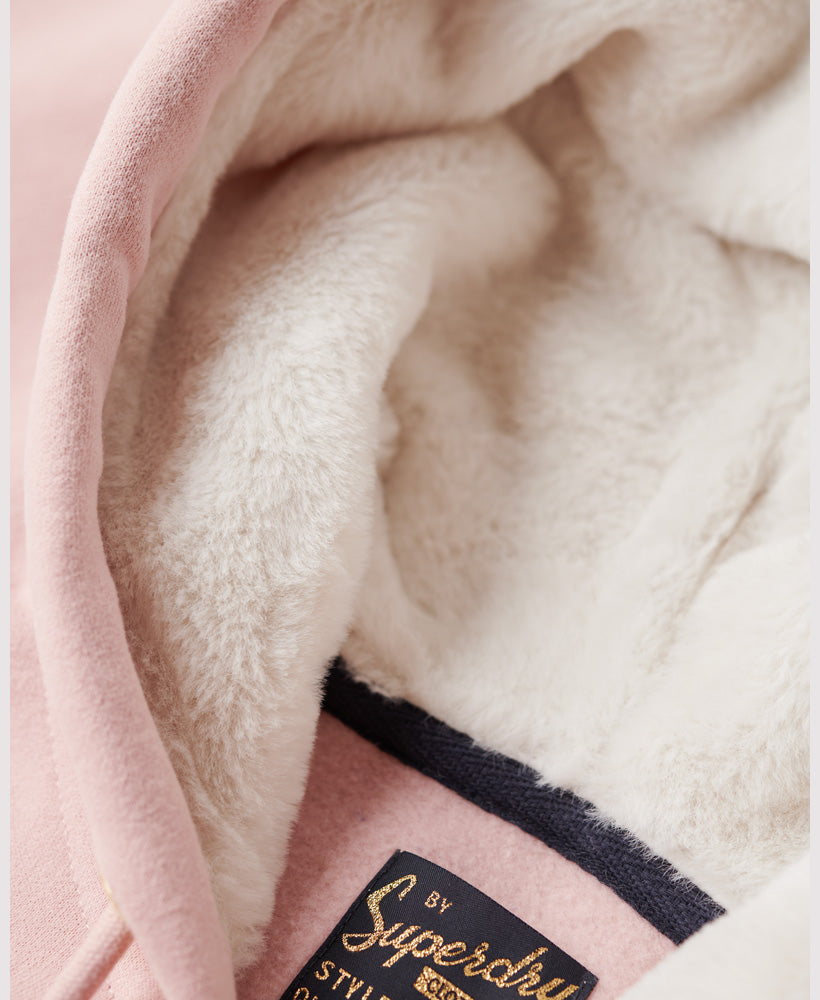 Luxe Metallic Logo Zip Hoodie - Vintage Blush Pink