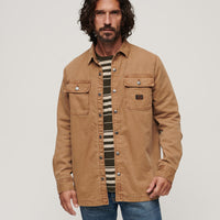 Organic Cotton Canvas Workwear Overshirt - Sandstone Brown