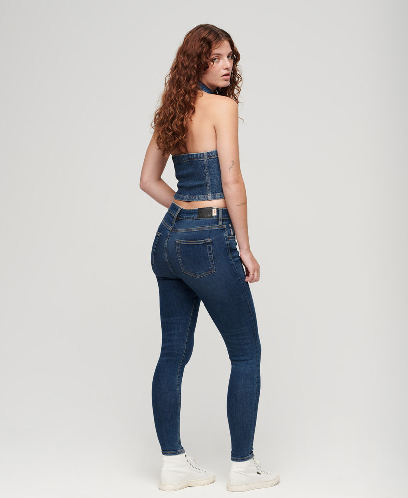 Organic Cotton High Rise Skinny Denim Jeans - Salem Mid Blue