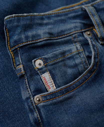 Organic Cotton High Rise Skinny Denim Jeans - Salem Mid Blue