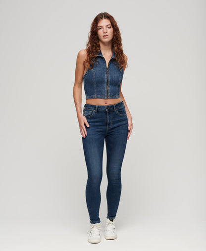 Organic Cotton High Rise Skinny Denim Jeans - Salem Mid Blue