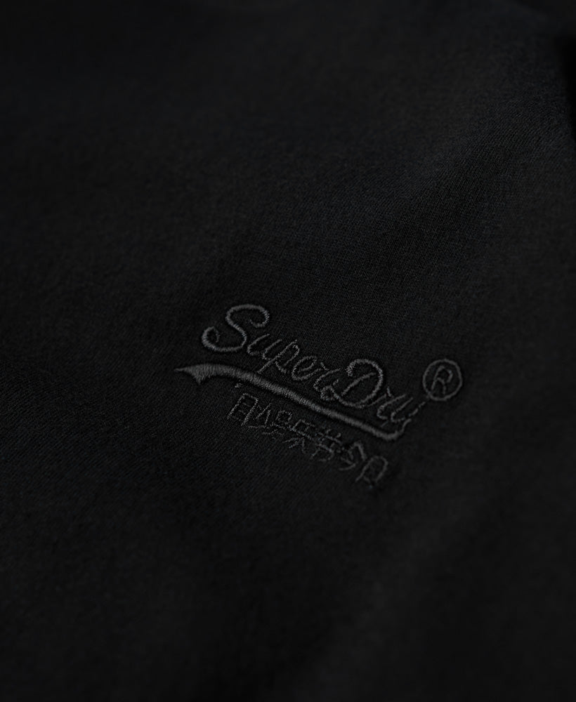 Organic Cotton Vintage Logo Embroidered Top - Black