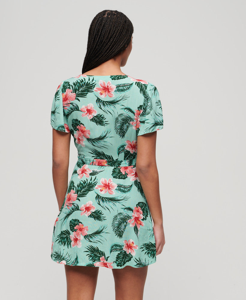 Printed Mini Wrap Dress - Luna Rose Mint
