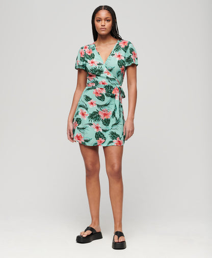 Printed Mini Wrap Dress - Luna Rose Mint