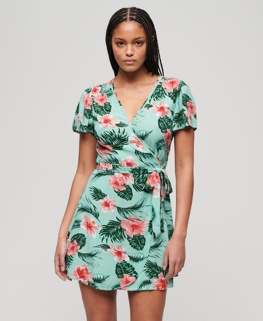 Printed Mini Wrap Dress - Luna Rose Mint