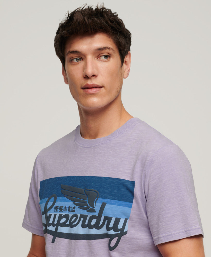 Cali Striped Logo T-Shirt - Light Lavender Purple Slub