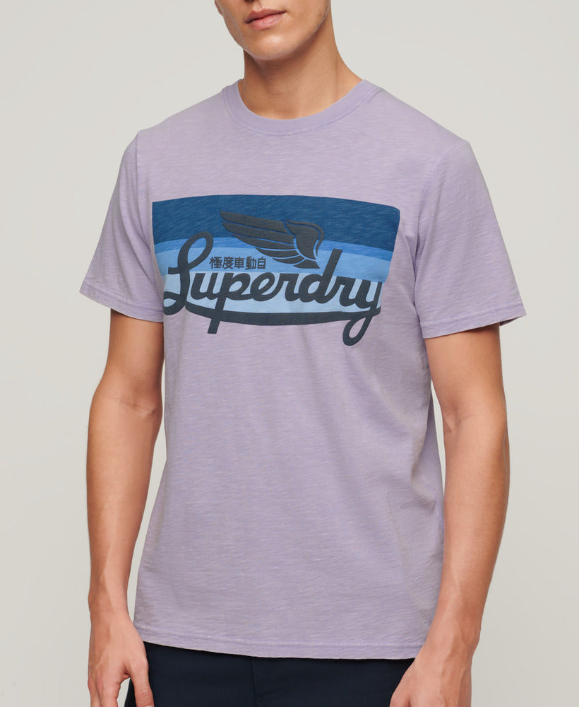 Cali Striped Logo T-Shirt - Light Lavender Purple Slub