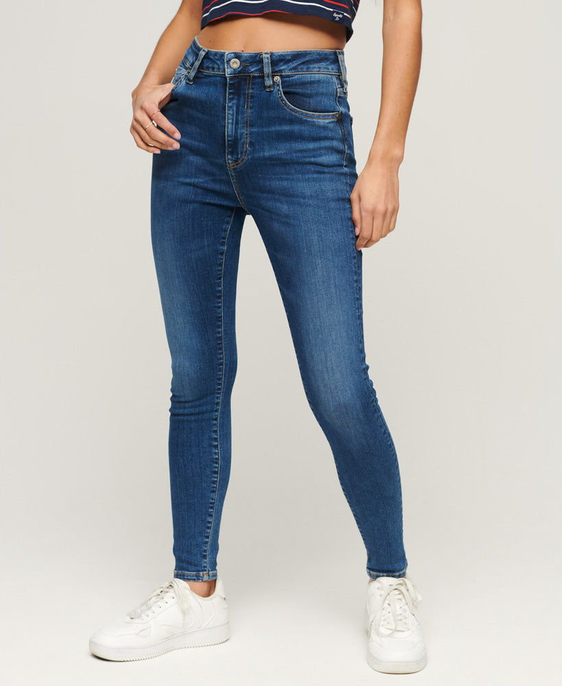 Organic Cotton High Rise Skinny Denim Jeans - Dark Blue