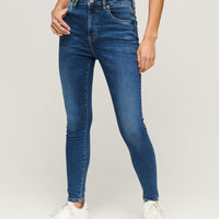 Organic Cotton High Rise Skinny Denim Jeans - Dark Blue