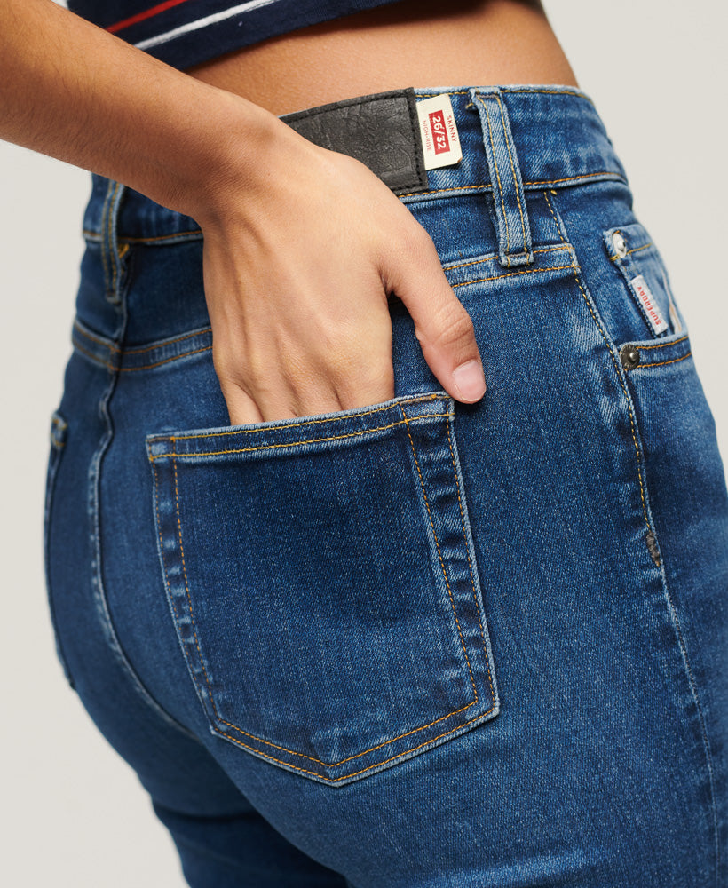 Organic Cotton High Rise Skinny Denim Jeans - Dark Blue