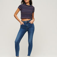 Organic Cotton High Rise Skinny Denim Jeans - Dark Blue