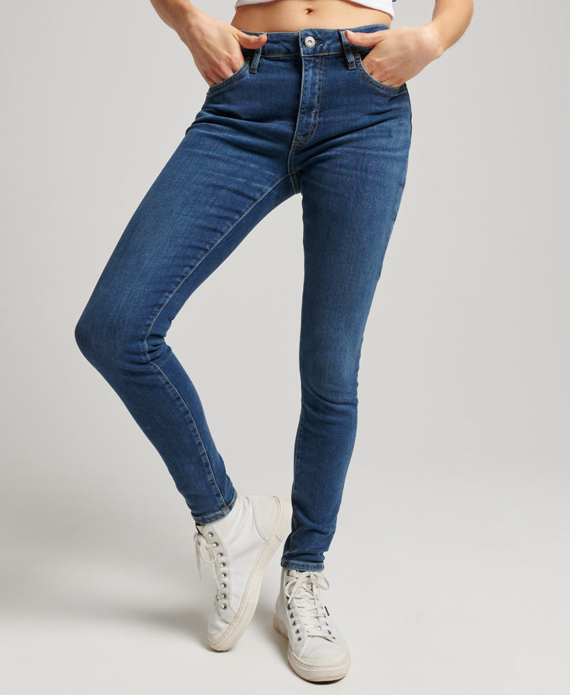 Organic Cotton Vintage Mid Rise Skinny Jeans - Dark Blue