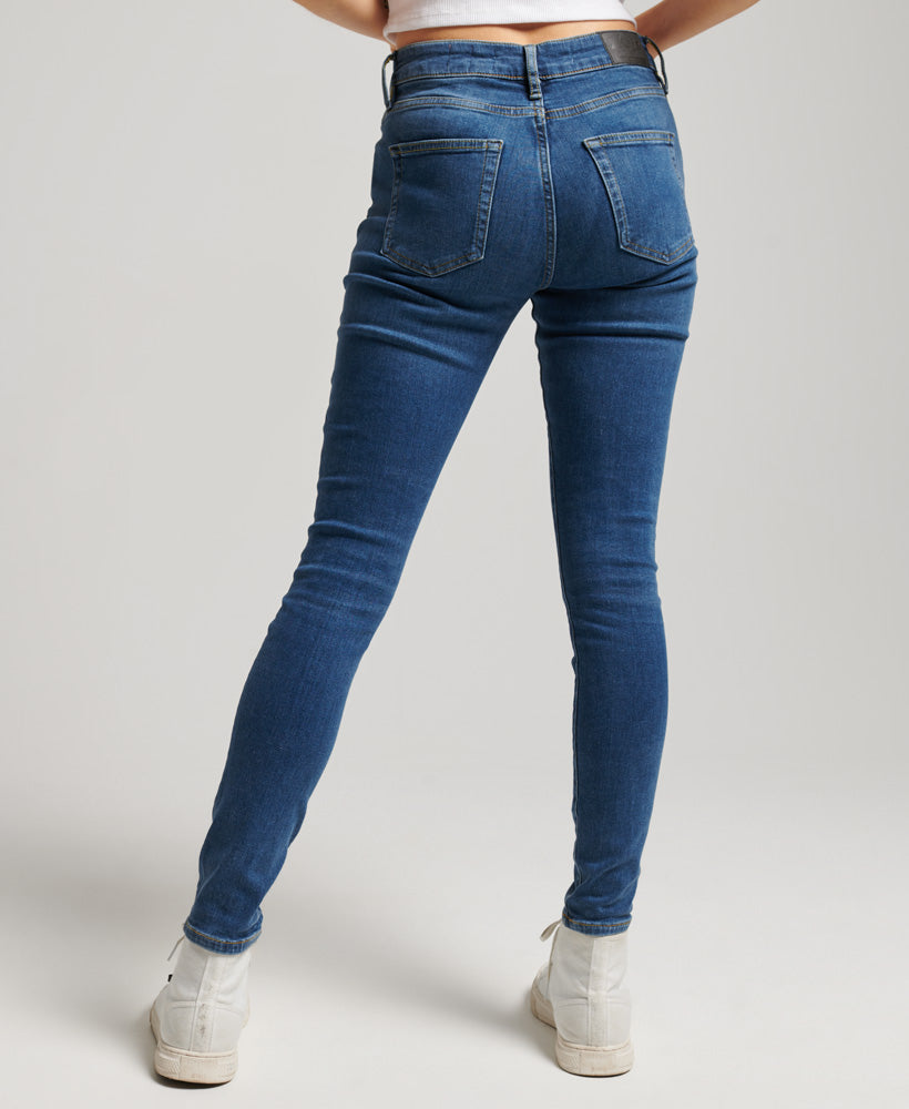 Organic Cotton Vintage Mid Rise Skinny Jeans - Dark Blue