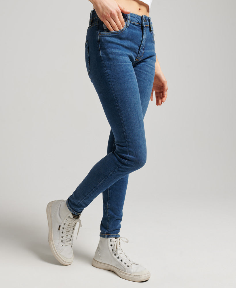 Organic Cotton Vintage Mid Rise Skinny Jeans - Dark Blue