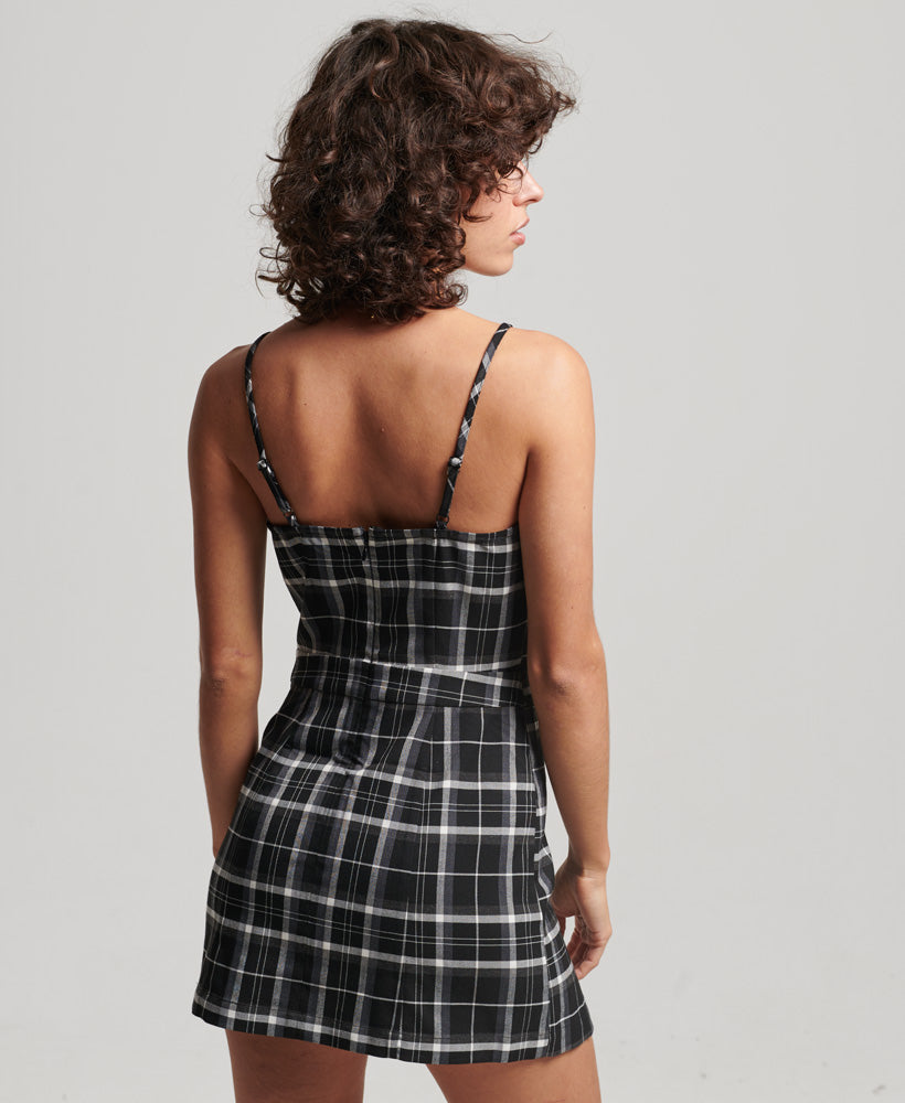 Vintage Check Cami Mini Dress - Black